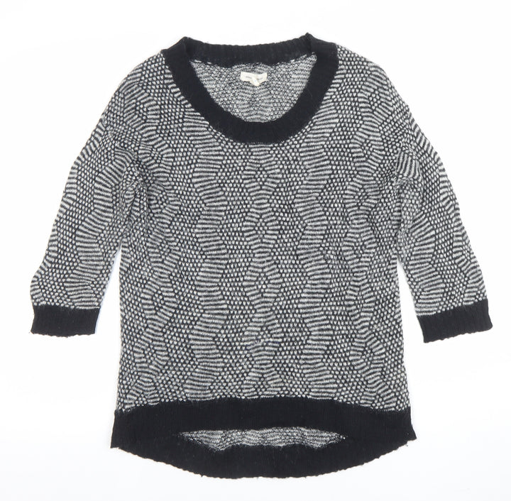 Silence + Noise Women's Black Geometric Knit Pullover Jumper Size S