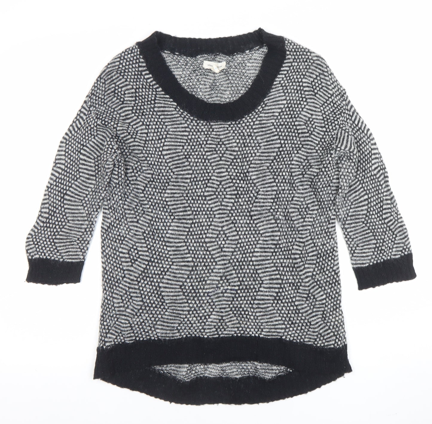 Silence + Noise Women's Black Geometric Knit Pullover Jumper Size S
