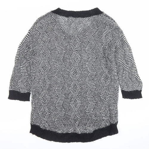 Silence + Noise Women's Black Geometric Knit Pullover Jumper Size S
