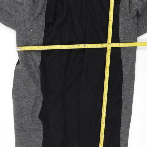 Crea Concept Women's Black & Grey Wool Hooded Coatigan Size 16