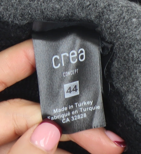 Crea Concept Women's Black & Grey Wool Hooded Coatigan Size 16