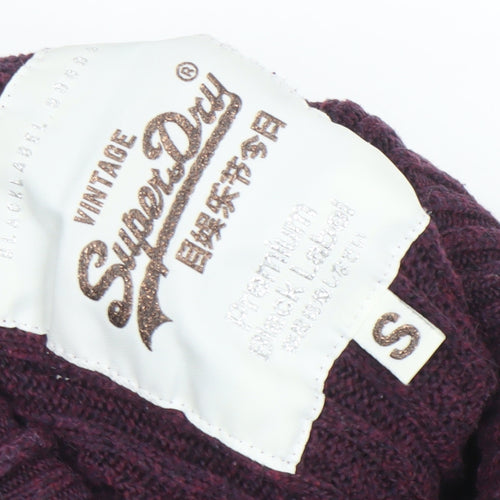 Superdry Womens Purple Roll Neck Cable-Knit Jumper Size S
