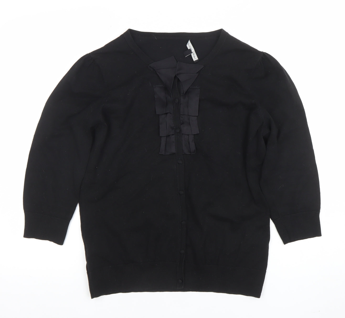 Laura Ashley Women's Black Knit Bow Detail Blouse UK 16