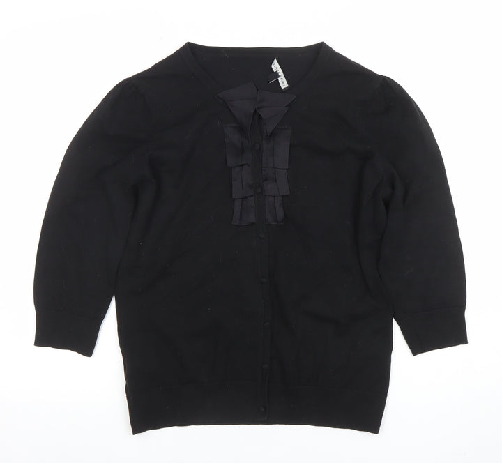 Laura Ashley Women's Black Knit Bow Detail Blouse UK 16