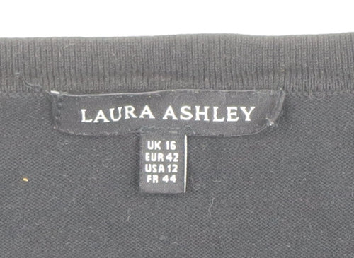 Laura Ashley Women's Black Knit Bow Detail Blouse UK 16