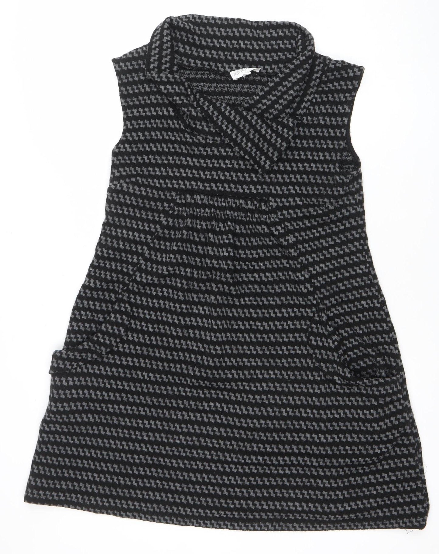 Apricot Women Black Grey Cowl Neck Sleeveless Tunic Jumper L
