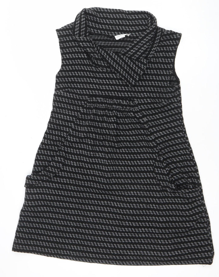 Apricot Women Black Grey Cowl Neck Sleeveless Tunic Jumper L