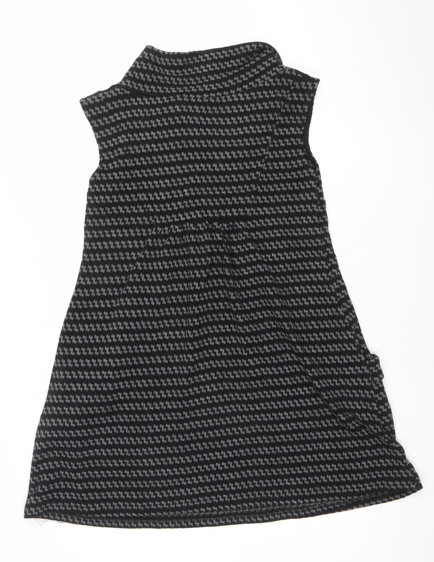 Apricot Women Black Grey Cowl Neck Sleeveless Tunic Jumper L