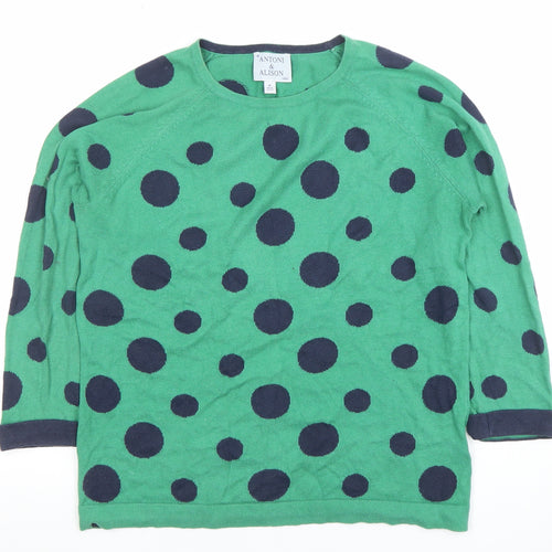 Antoni & Alison Women's Green Polka Dot Cotton Jumper Size 12