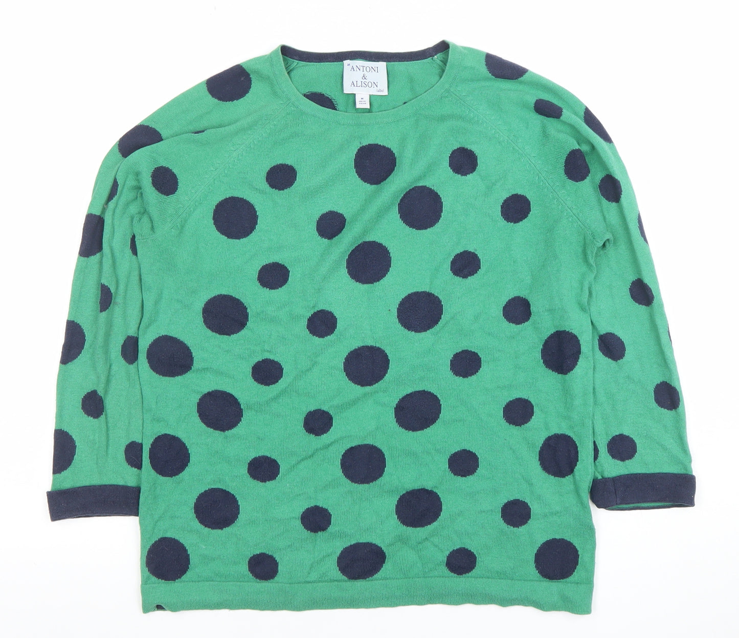 Antoni & Alison Women's Green Polka Dot Cotton Jumper Size 12