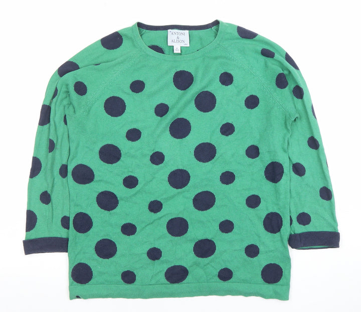 Antoni & Alison Women's Green Polka Dot Cotton Jumper Size 12