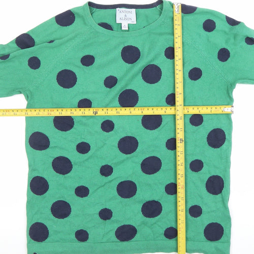 Antoni & Alison Women's Green Polka Dot Cotton Jumper Size 12