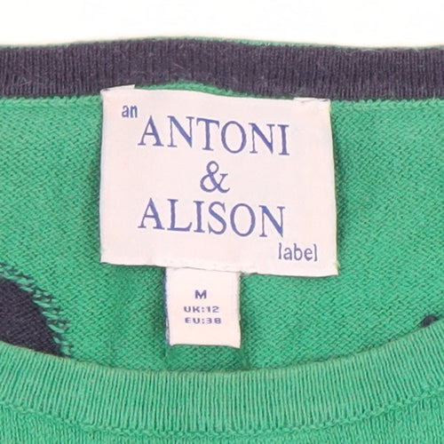 Antoni & Alison Women's Green Polka Dot Cotton Jumper Size 12