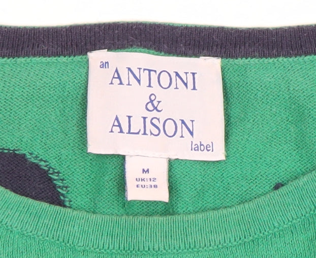 Antoni & Alison Women's Green Polka Dot Cotton Jumper Size 12