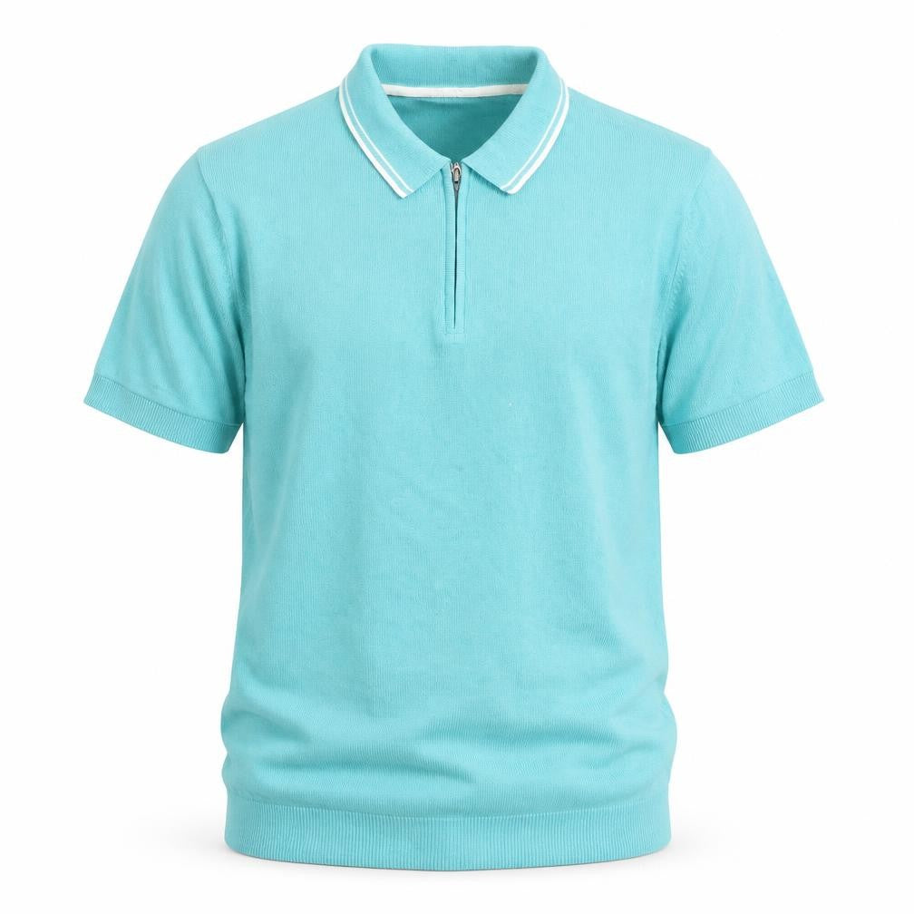 Farhi by Nicole Farhi Men's Blue 1/4 Zip Cotton Polo Shirt Size M