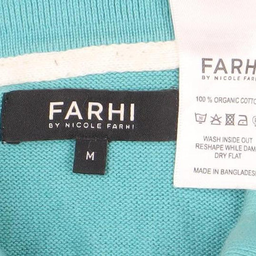 Farhi by Nicole Farhi Men's Blue 1/4 Zip Cotton Polo Shirt Size M