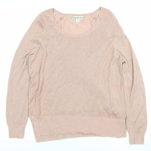 Whistles Womens Beige Scoop Neck Knit Jumper Size S