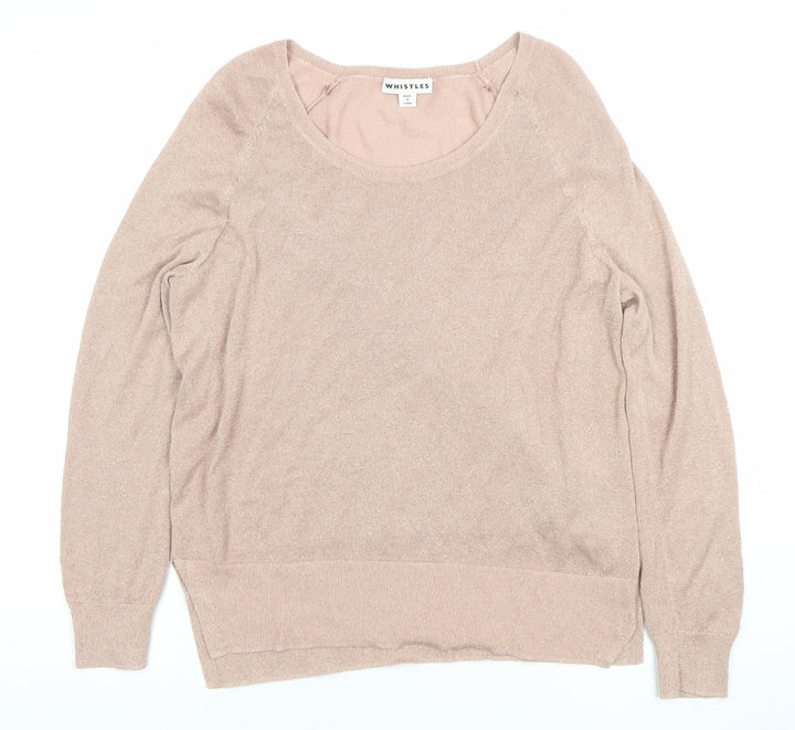 Whistles Womens Beige Scoop Neck Knit Jumper Size S