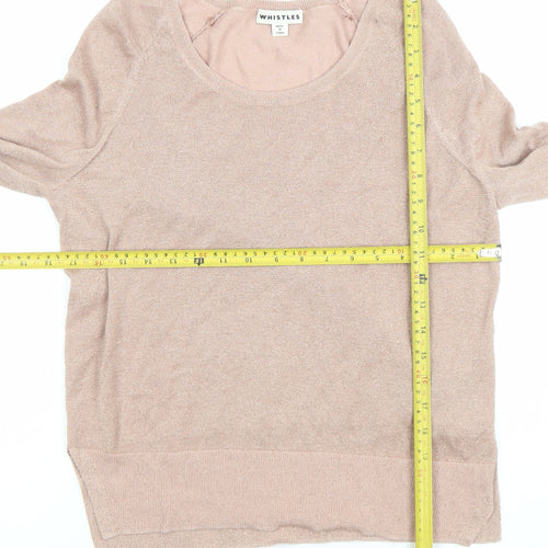 Whistles Womens Beige Scoop Neck Knit Jumper Size S