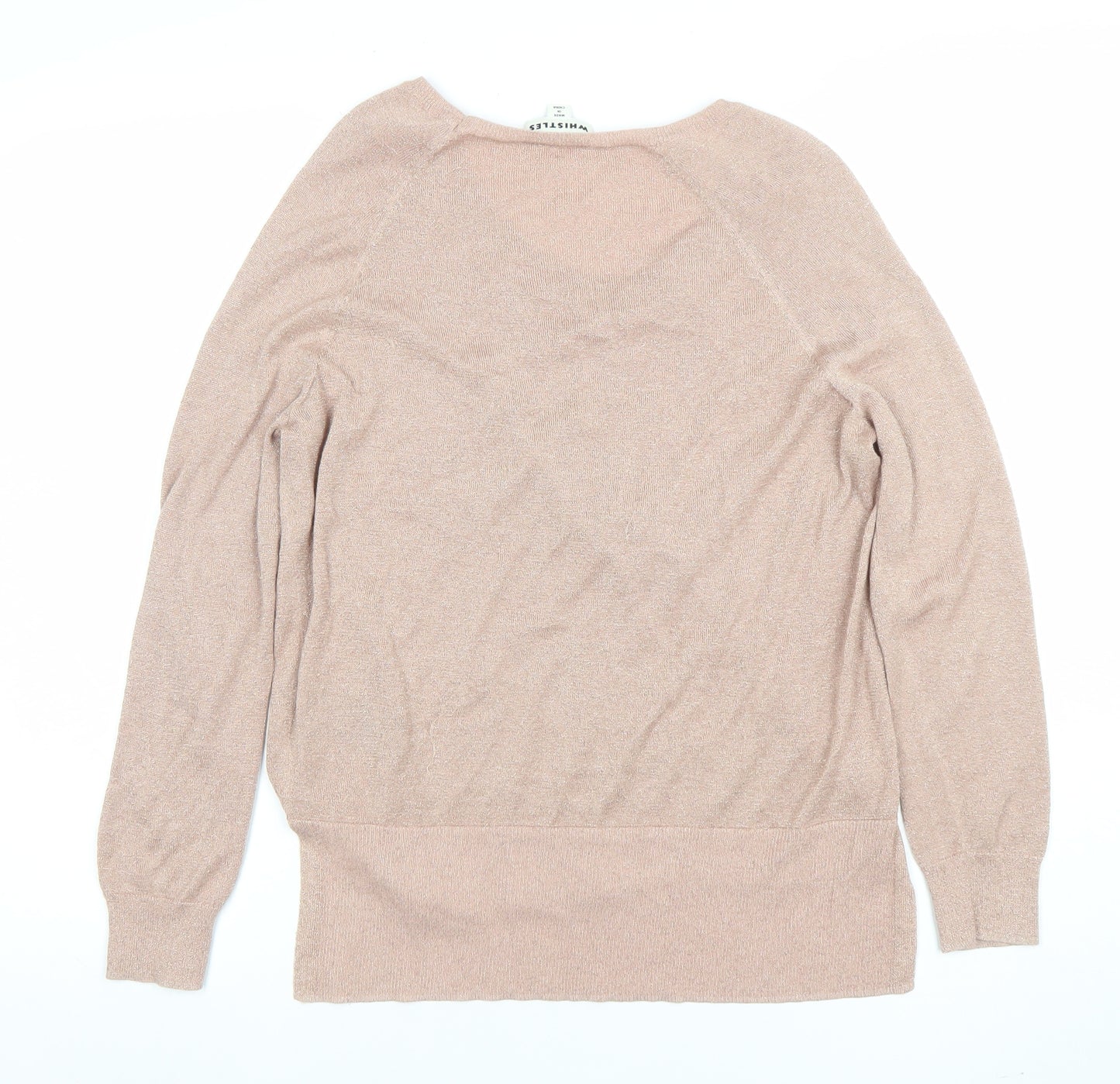 Whistles Womens Beige Scoop Neck Knit Jumper Size S