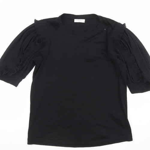 Sandro Paris Women's Black 3/4 Puff Sleeve Cotton T-Shirt Size 2