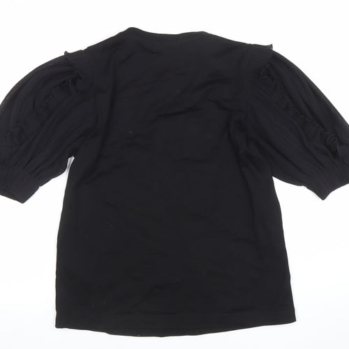 Sandro Paris Women's Black 3/4 Puff Sleeve Cotton T-Shirt Size 2