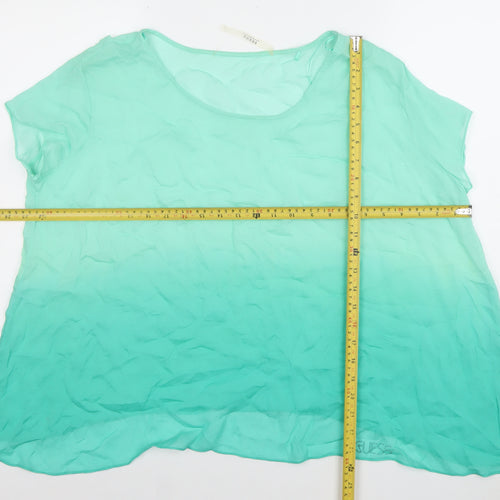 Guess Women Green Chiffon Short Sleeve Blouse Size S