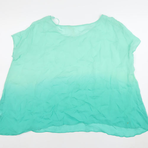 Guess Women Green Chiffon Short Sleeve Blouse Size S