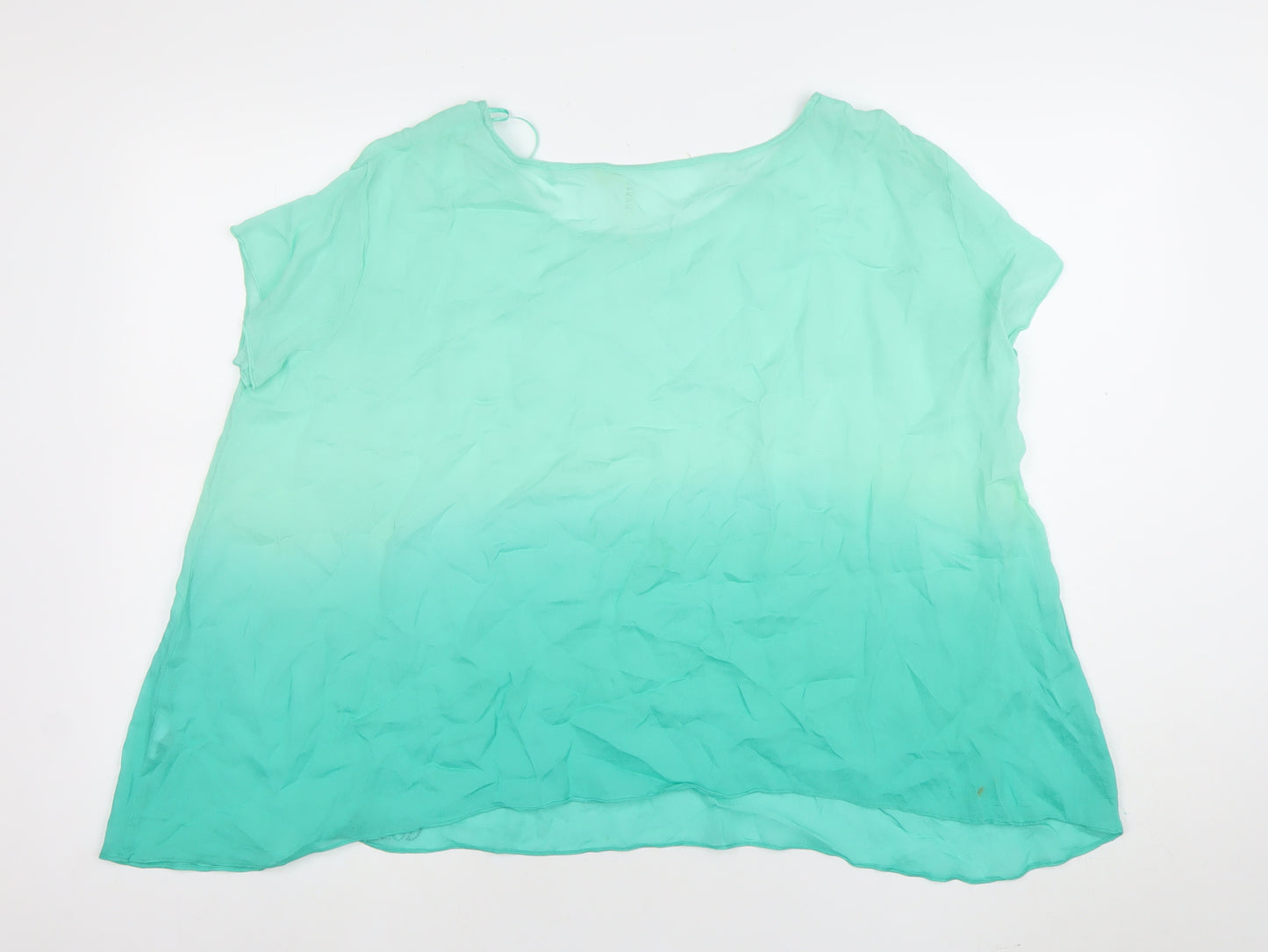 Guess Women Green Chiffon Short Sleeve Blouse Size S