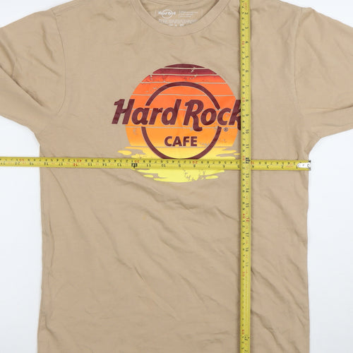 Hard Rock Men's Beige Long Sleeve Graphic T-Shirt Size S