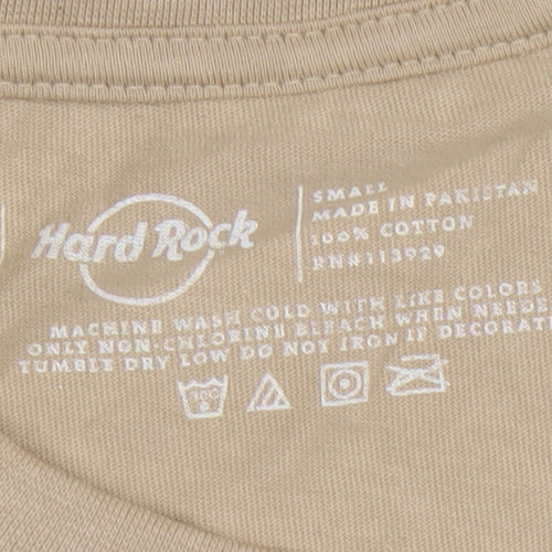 Hard Rock Men's Beige Long Sleeve Graphic T-Shirt Size S