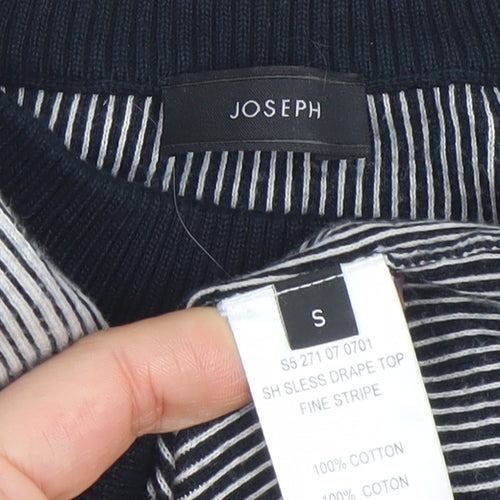 Joseph Womens Black Fine Stripe Sleeveless Cotton Tank Top S