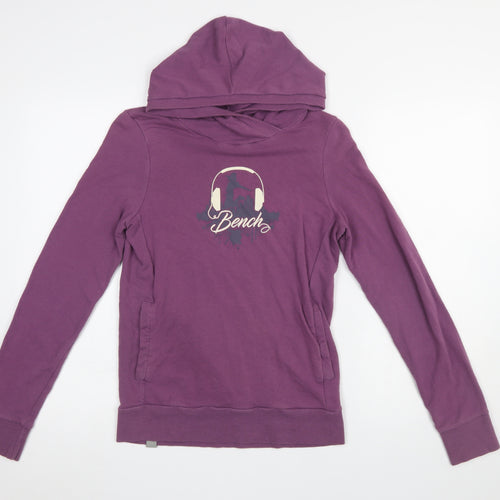Bench Womens Purple Hooded Pullover Sweatshirt XS Casual Hoodie