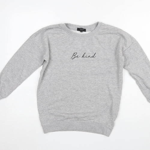 New Look Petite Women's Grey Be Kind Pullover Sweatshirt UK 8
