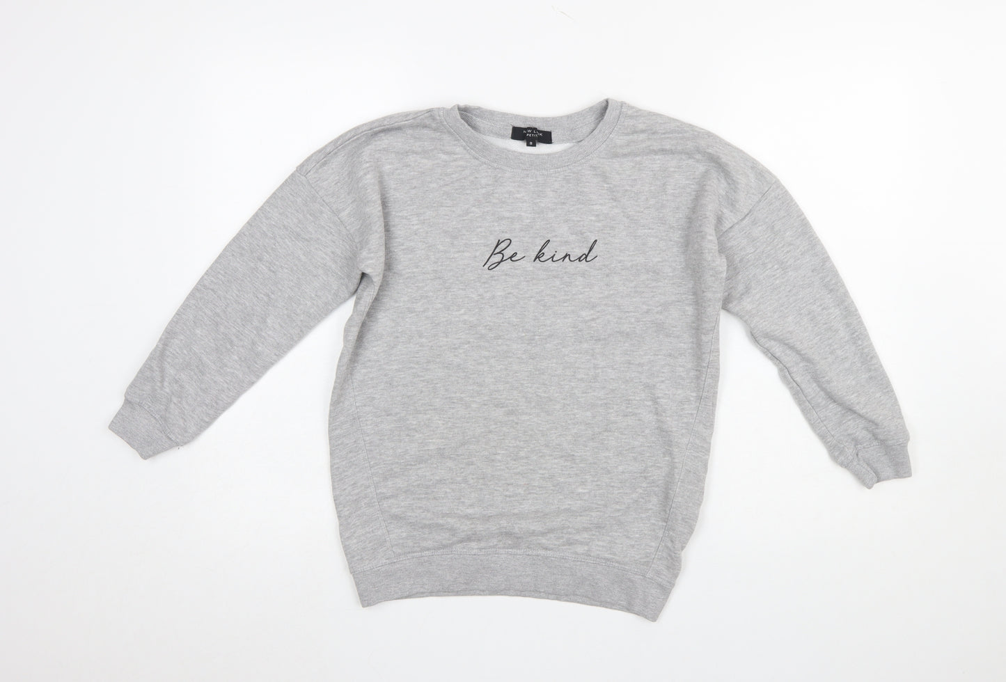 New Look Petite Women's Grey Be Kind Pullover Sweatshirt UK 8