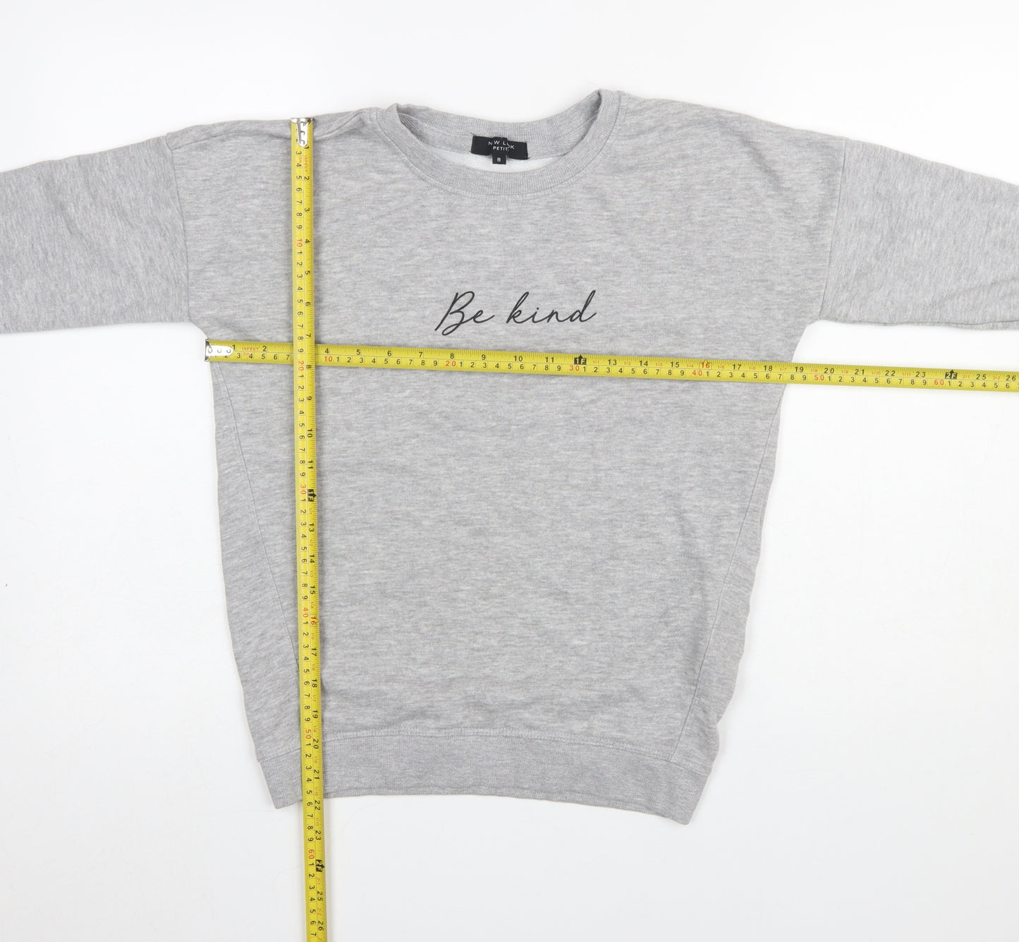 New Look Petite Women's Grey Be Kind Pullover Sweatshirt UK 8