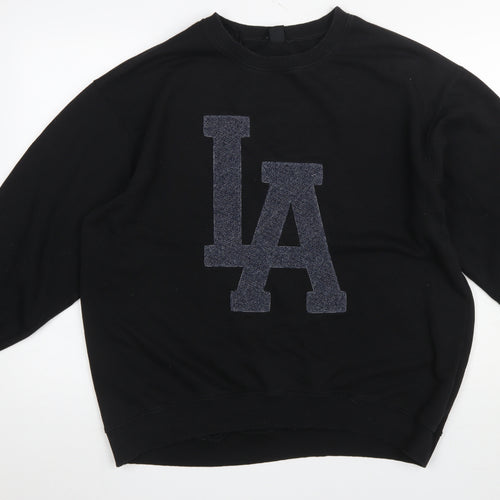 H&M Womens Black LA Pullover Sweatshirt Medium Relaxed Fit