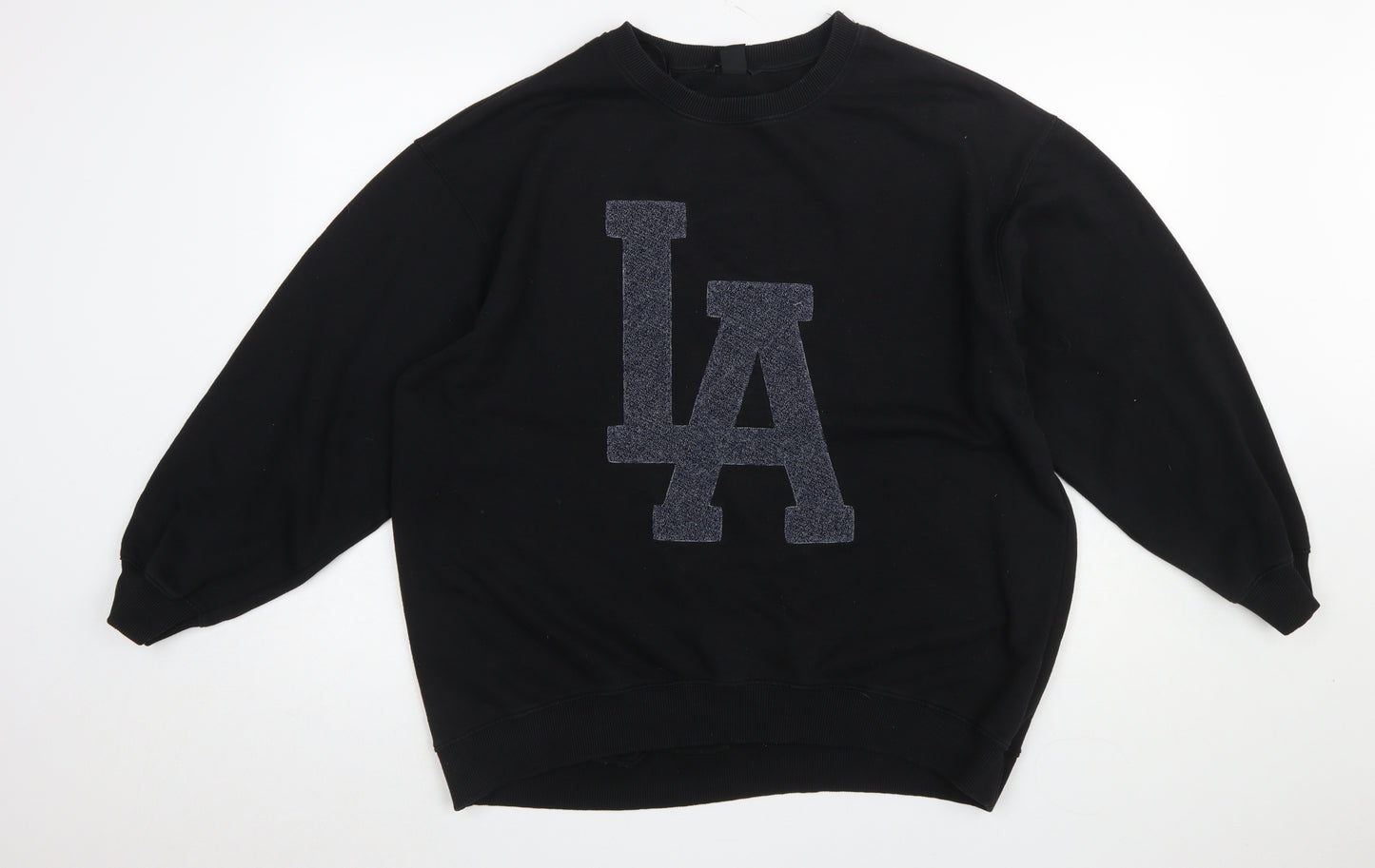 H&M Womens Black LA Pullover Sweatshirt Medium Relaxed Fit