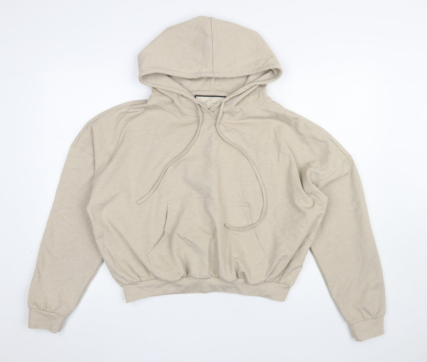 Prévu Women Beige Pullover Hoodie Size 8 Relaxed Fit Cotton Blend