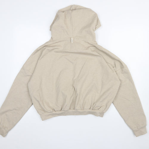 Prévu Women Beige Pullover Hoodie Size 8 Relaxed Fit Cotton Blend