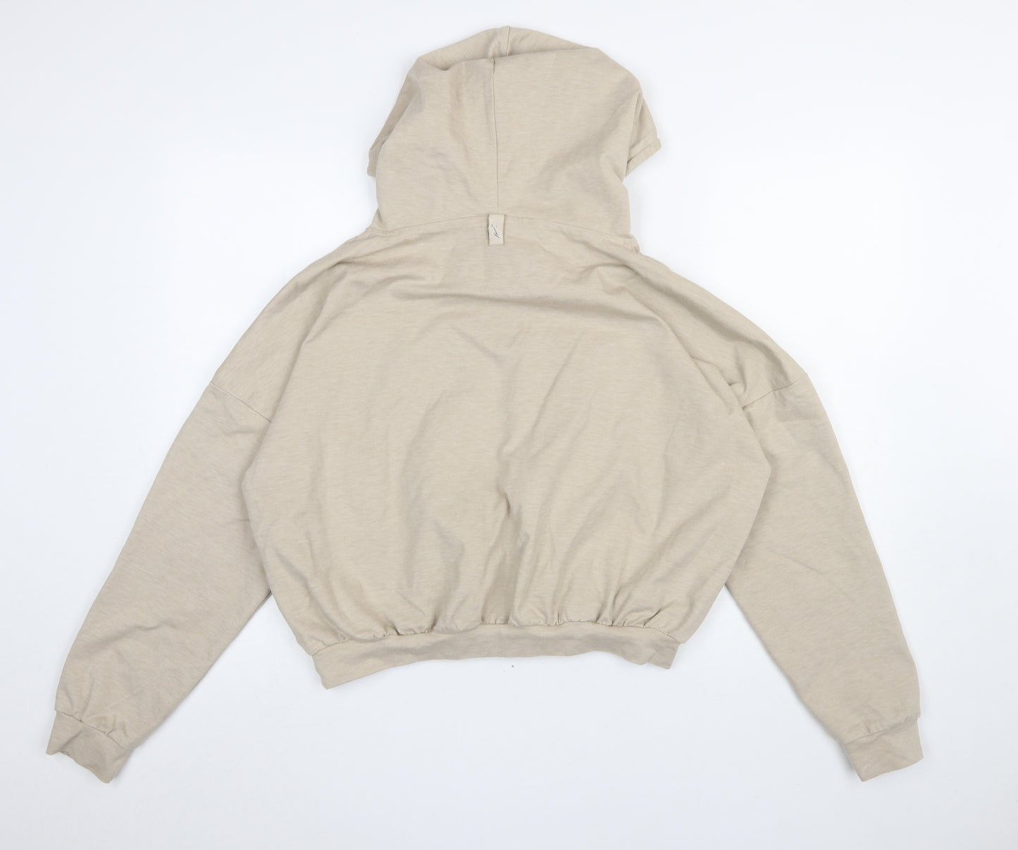 Prévu Women Beige Pullover Hoodie Size 8 Relaxed Fit Cotton Blend