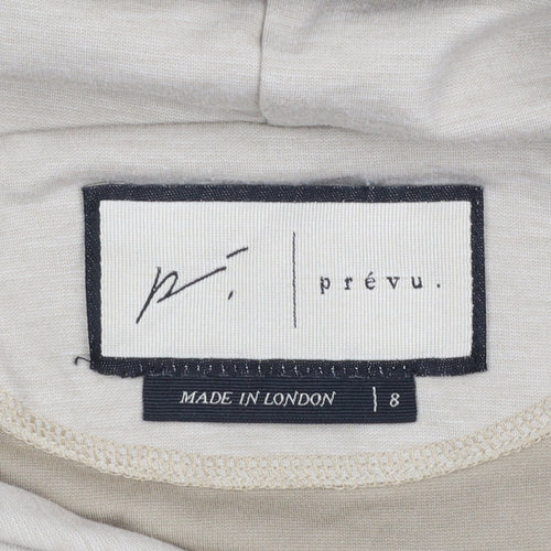 Prévu Women Beige Pullover Hoodie Size 8 Relaxed Fit Cotton Blend