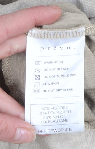 Prévu Women Beige Pullover Hoodie Size 8 Relaxed Fit Cotton Blend