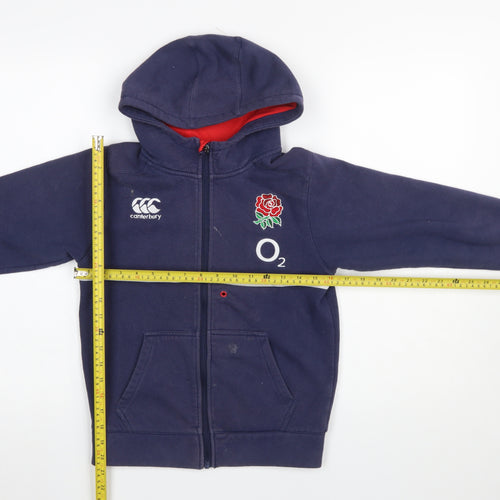 Canterbury Boys Navy Full Zip Hoodie 10 Years England Rugby O2 Logo