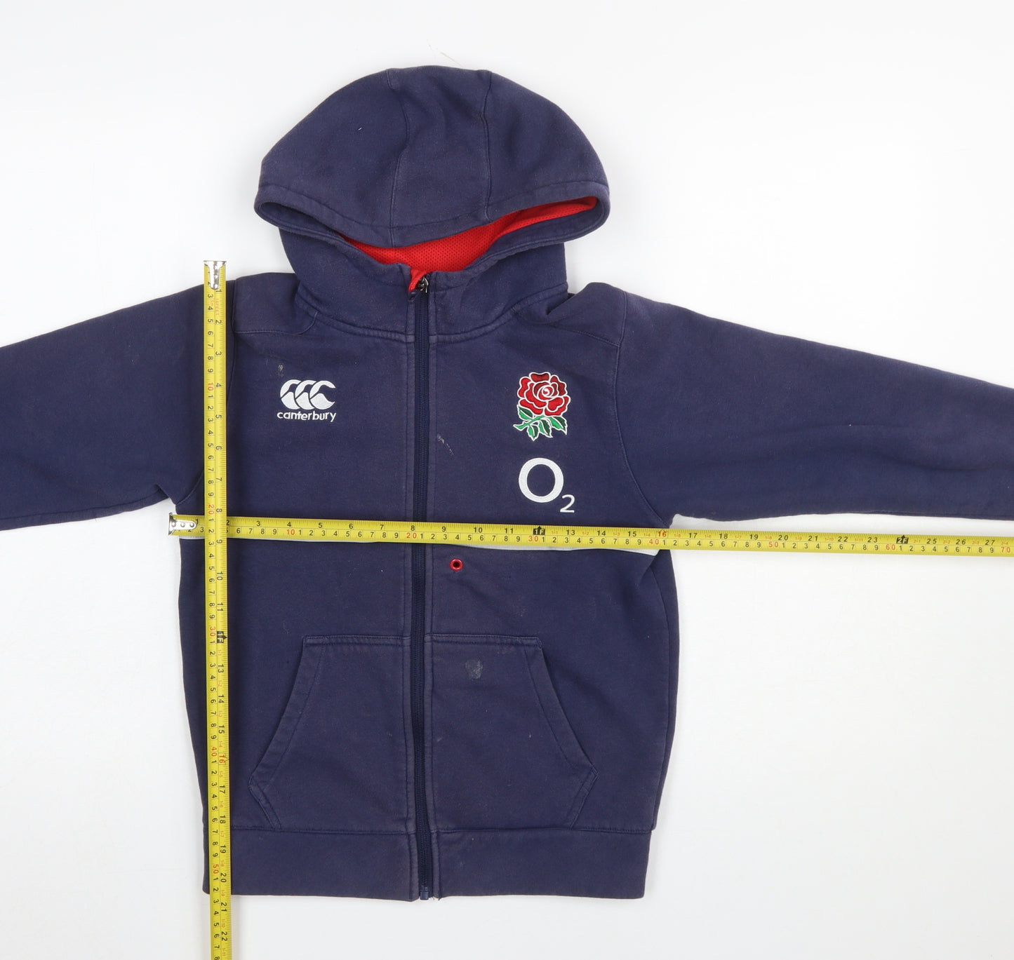 Canterbury Boys Navy Full Zip Hoodie 10 Years England Rugby O2 Logo