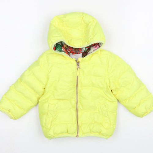 Next Unisex Baby Yellow Puffer Jacket 12-18 Months Hooded Winter Coat