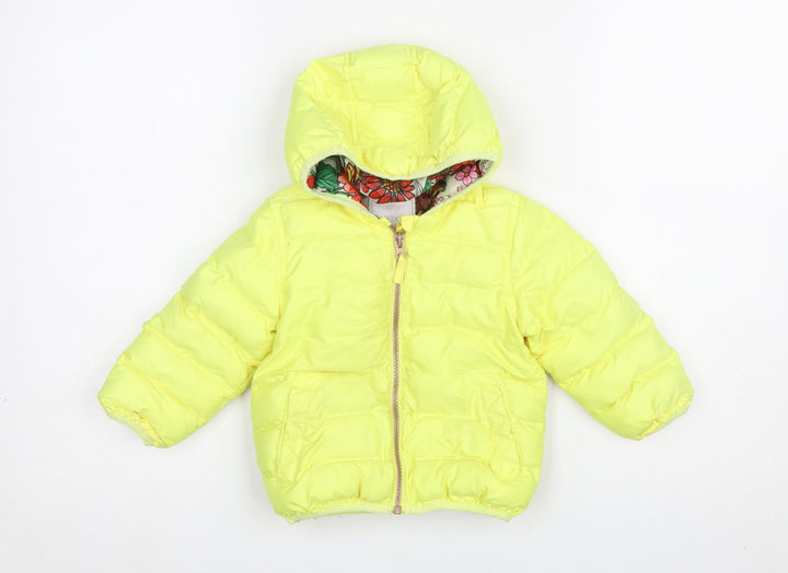 Next Unisex Baby Yellow Puffer Jacket 12-18 Months Hooded Winter Coat