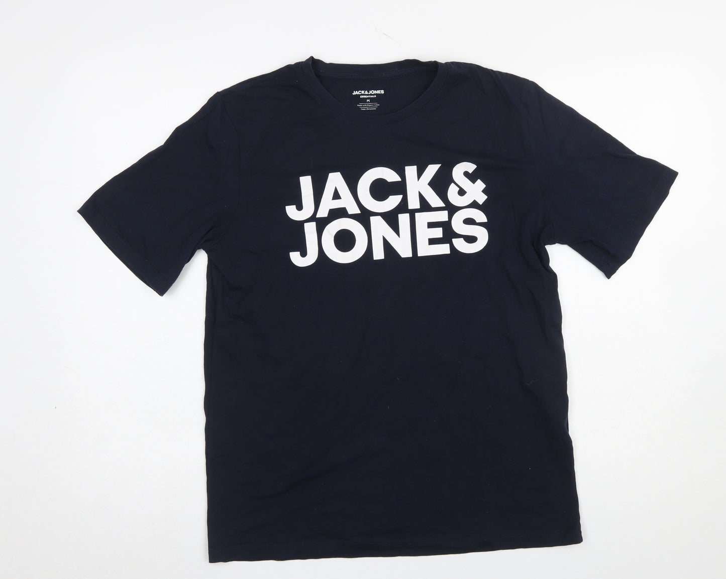 Jack & Jones Men's Blue Logo Graphic Regular Fit T-Shirt Size M