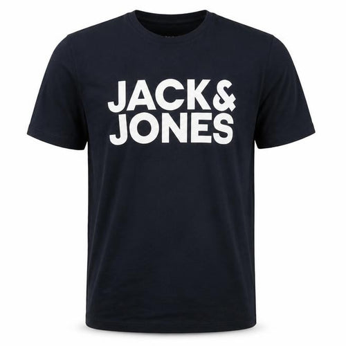 Jack & Jones Men's Blue Logo Graphic Regular Fit T-Shirt Size M