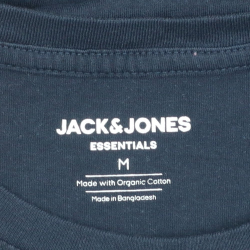 Jack & Jones Men's Blue Logo Graphic Regular Fit T-Shirt Size M